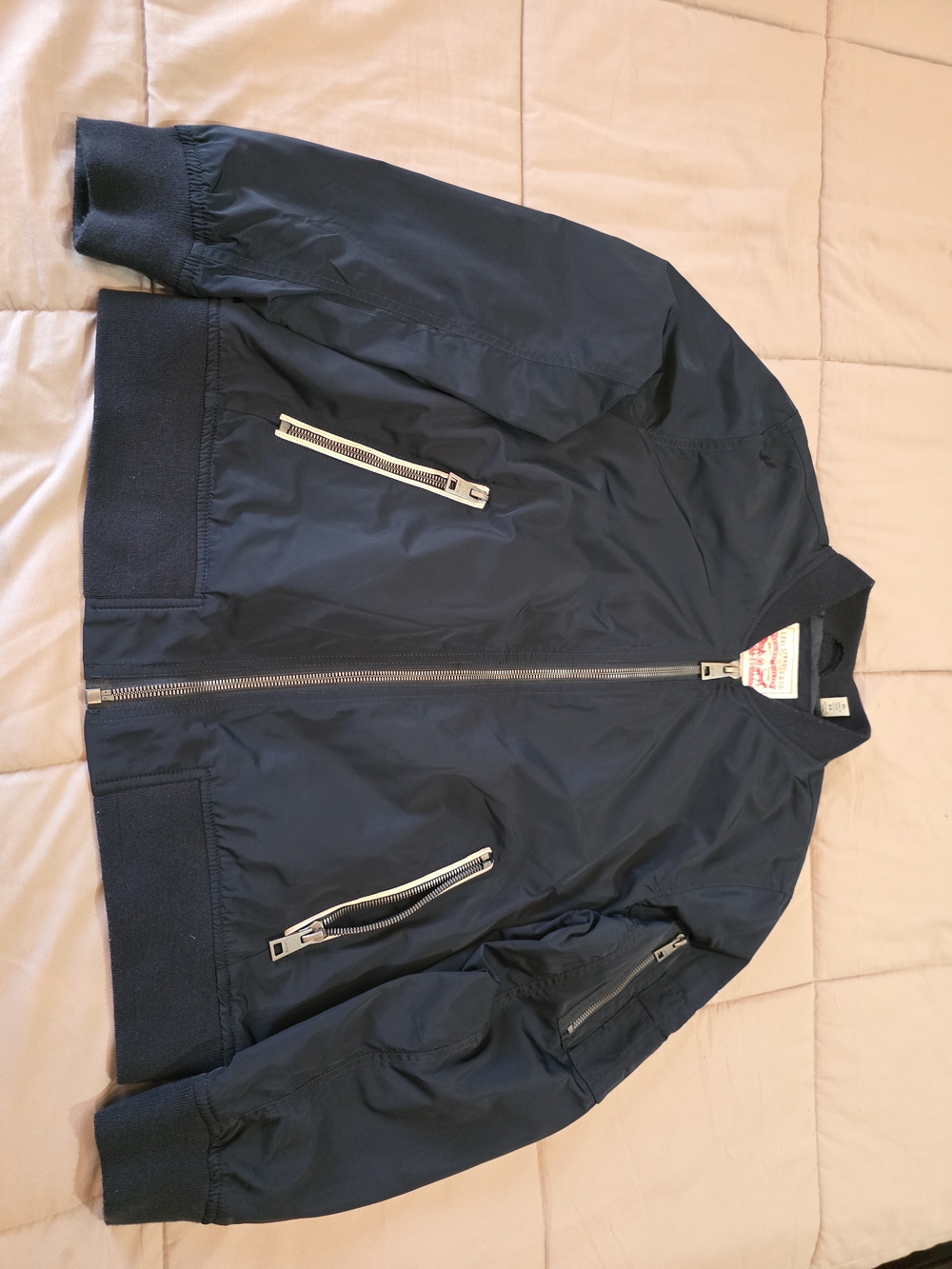 Levi's Women  Navy Bomber Jacket with Silver Zippers Size XL